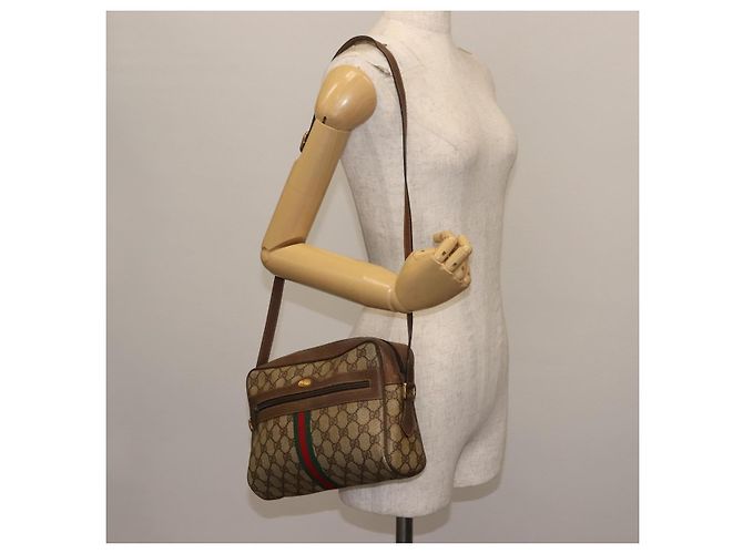 Borsa a Spalla Gucci GG Supreme Web Sherry Line PVC Beige 56 02 005 Auth ep11392 D'oro - vista 22