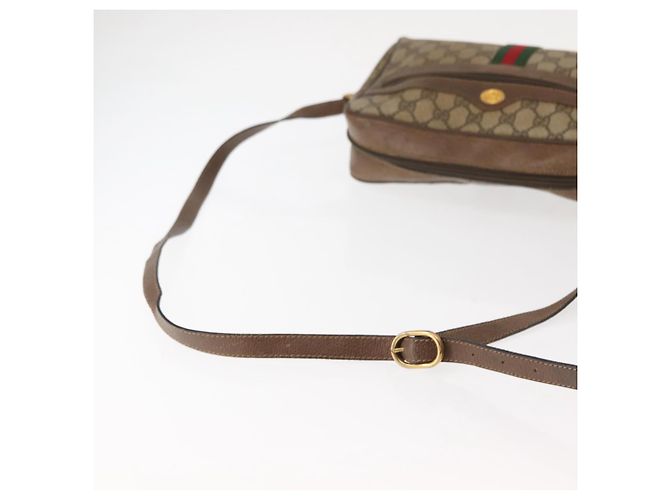 Borsa a Spalla Gucci GG Supreme Web Sherry Line PVC Beige 56 02 005 Auth ep11392 D'oro - vista 7