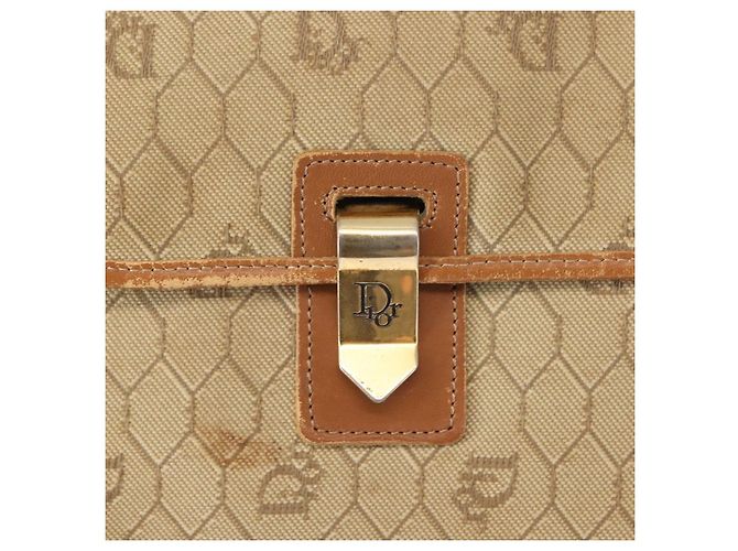Borsa a Spalla in Tela Honeycomb Christian Dior Beige Oro Auth 147390 - vista 14
