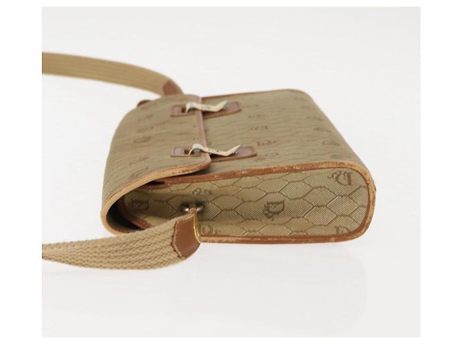Borsa a Spalla in Tela Honeycomb Christian Dior Beige Oro Auth 147390 - vista 5