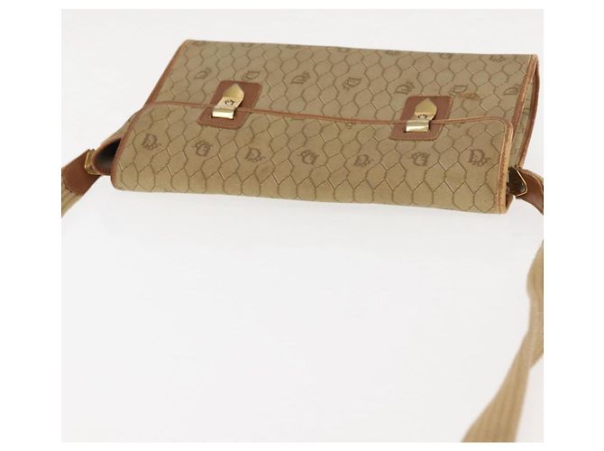 Borsa a Spalla in Tela Honeycomb Christian Dior Beige Oro Auth 147390 - vista 6