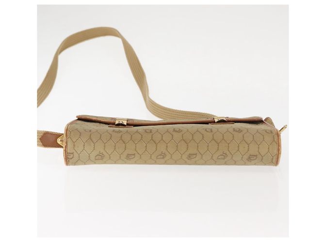 Borsa a Spalla in Tela Honeycomb Christian Dior Beige Oro Auth 147390 - vista 9