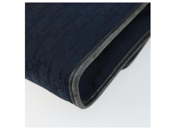 Borsa a Spalla in Tela Trotter Christian Dior Blu Navy Oro Auth BA7078 D'oro - vista 15