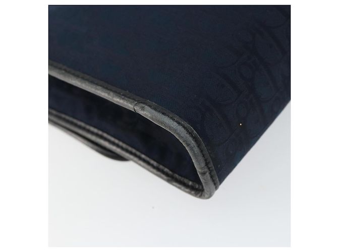 Borsa a Spalla in Tela Trotter Christian Dior Blu Navy Oro Auth BA7078 D'oro - vista 16