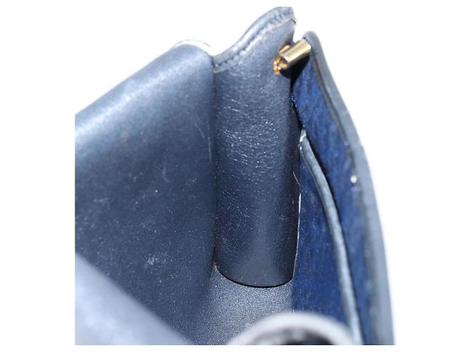 Borsa a Spalla in Tela Trotter Christian Dior Blu Navy Oro Auth BA7078 D'oro - vista 19
