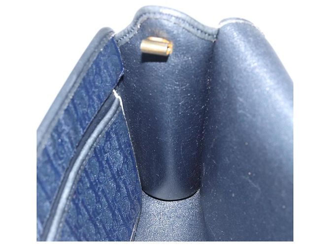 Borsa a Spalla in Tela Trotter Christian Dior Blu Navy Oro Auth BA7078 D'oro - vista 20