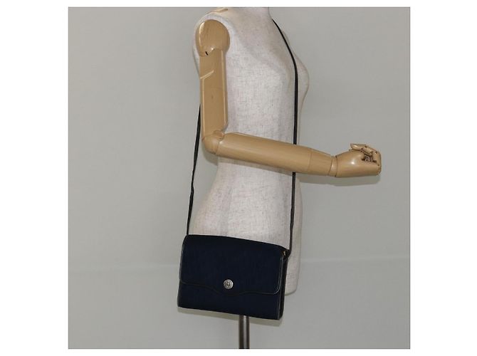 Borsa a Spalla in Tela Trotter Christian Dior Blu Navy Oro Auth BA7078 D'oro - vista 21