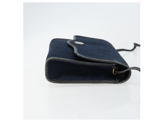 Borsa a Spalla in Tela Trotter Christian Dior Blu Navy Oro Auth BA7078 D'oro - vista 3