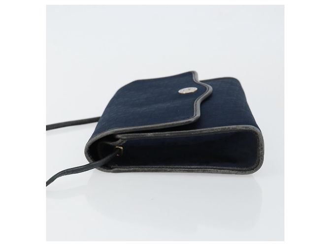 Borsa a Spalla in Tela Trotter Christian Dior Blu Navy Oro Auth BA7078 D'oro - vista 4
