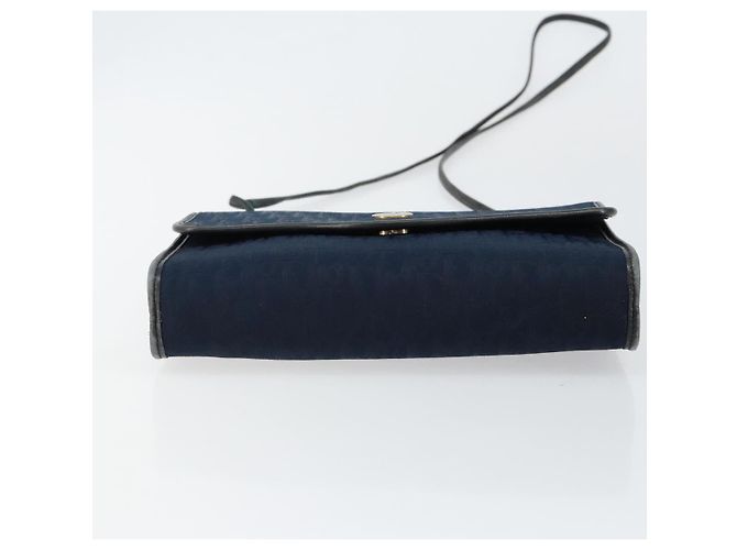 Borsa a Spalla in Tela Trotter Christian Dior Blu Navy Oro Auth BA7078 D'oro - vista 5