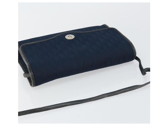 Borsa a Spalla in Tela Trotter Christian Dior Blu Navy Oro Auth BA7078 D'oro - vista 6