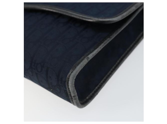 Borsa a Spalla in Tela Trotter Christian Dior Blu Navy Oro Auth BA7078 D'oro - vista 9