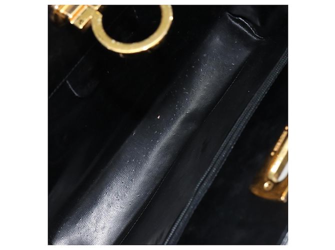 Borsa a spalla Gancini in pelle nera e oro Auth BA7058 di Salvatore Ferragamo Nero D'oro - vista 10