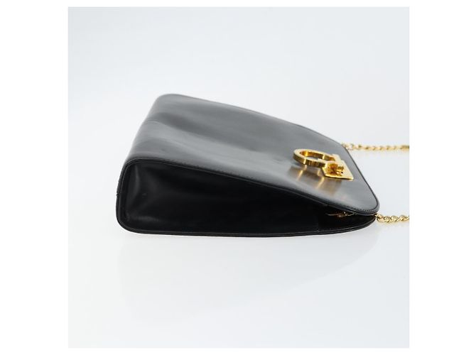 Borsa a spalla Gancini in pelle nera e oro Auth BA7058 di Salvatore Ferragamo Nero D'oro - vista 3
