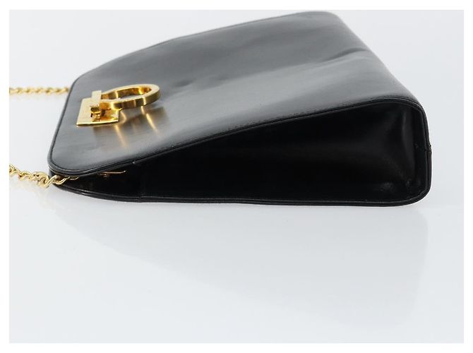 Borsa a spalla Gancini in pelle nera e oro Auth BA7058 di Salvatore Ferragamo Nero D'oro - vista 4