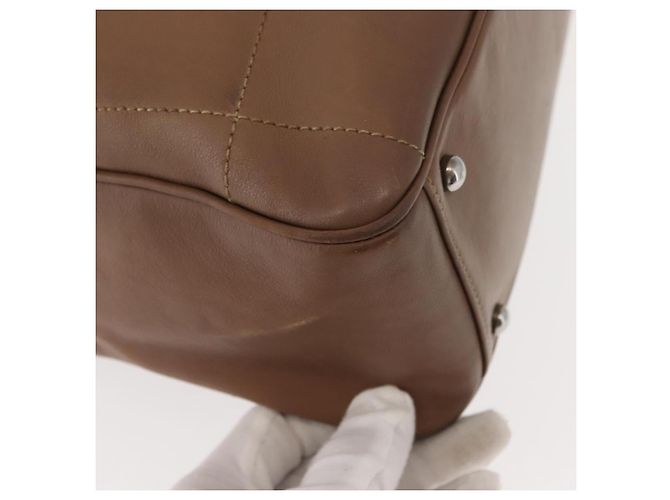 CHANEL Borsa a Mano Choco Bar in Pelle di Agnello Marrone con CC Argento Auth 149307 - vista 12