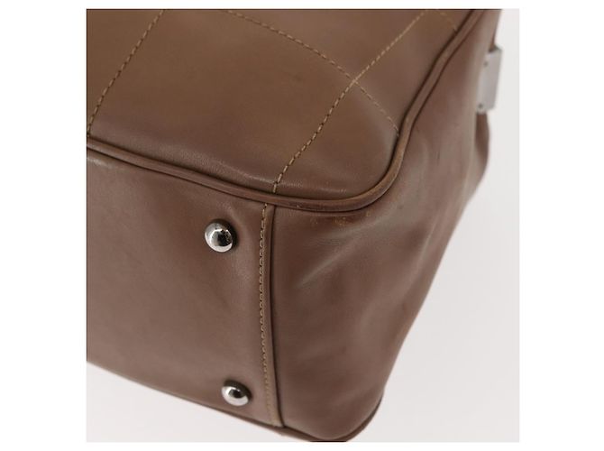 CHANEL Borsa a Mano Choco Bar in Pelle di Agnello Marrone con CC Argento Auth 149307 - vista 13