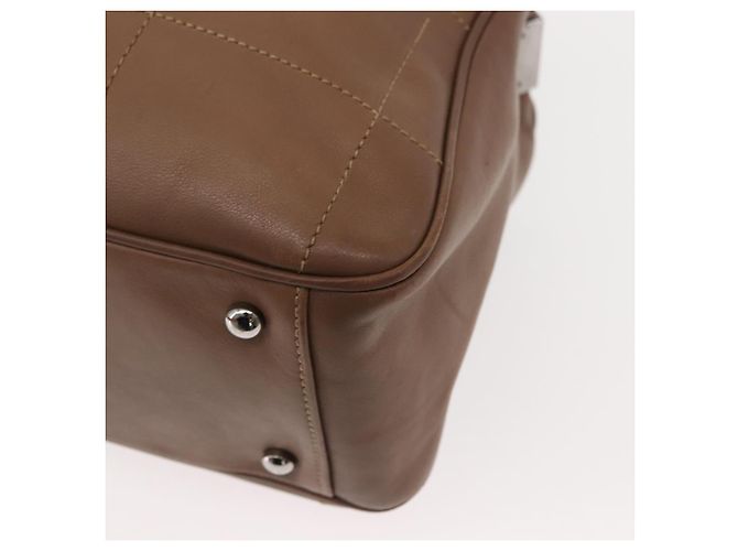CHANEL Borsa a Mano Choco Bar in Pelle di Agnello Marrone con CC Argento Auth 149307 - vista 15