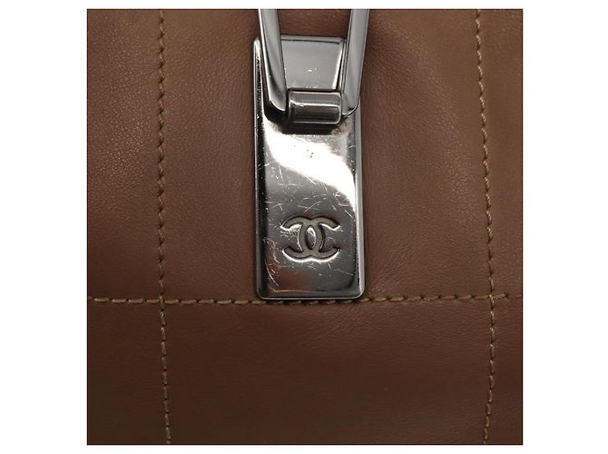 CHANEL Borsa a Mano Choco Bar in Pelle di Agnello Marrone con CC Argento Auth 149307 - vista 17