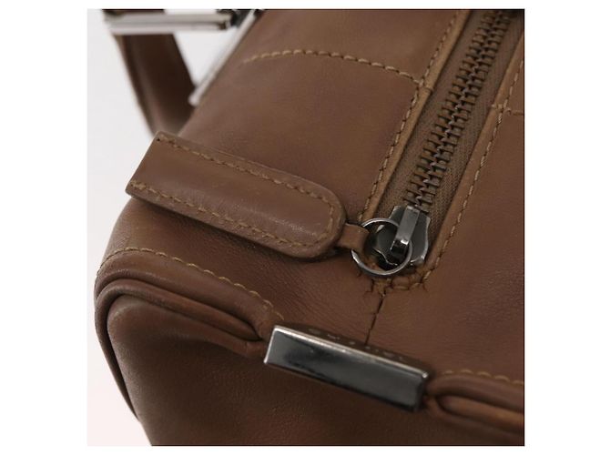 CHANEL Borsa a Mano Choco Bar in Pelle di Agnello Marrone con CC Argento Auth 149307 - vista 18