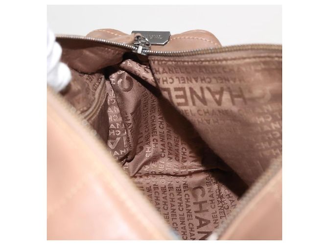 CHANEL Borsa a Mano Choco Bar in Pelle di Agnello Marrone con CC Argento Auth 149307 - vista 21