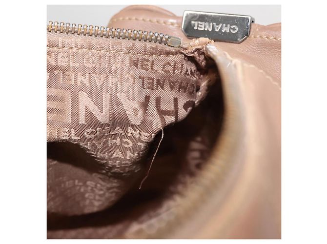 CHANEL Borsa a Mano Choco Bar in Pelle di Agnello Marrone con CC Argento Auth 149307 - vista 23