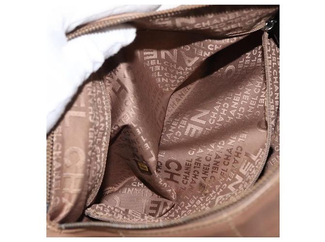 CHANEL Borsa a Mano Choco Bar in Pelle di Agnello Marrone con CC Argento Auth 149307 - vista 24