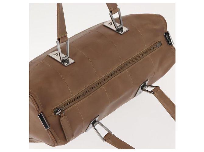 CHANEL Borsa a Mano Choco Bar in Pelle di Agnello Marrone con CC Argento Auth 149307 - vista 7