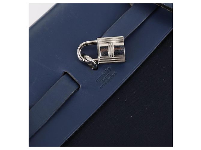Hermès HERMES Zaino Herbag Canvas 2in1 Blu Navy Auth ep11406 - vista 16