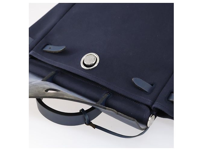 Hermès HERMES Zaino Herbag Canvas 2in1 Blu Navy Auth ep11406 - vista 19