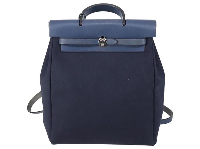 Hermès HERMES Zaino Herbag Canvas 2in1 Blu Navy Auth ep11406 - vista 2