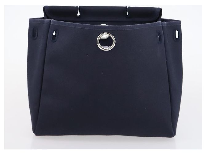 Hermès HERMES Zaino Herbag Canvas 2in1 Blu Navy Auth ep11406 - vista 24
