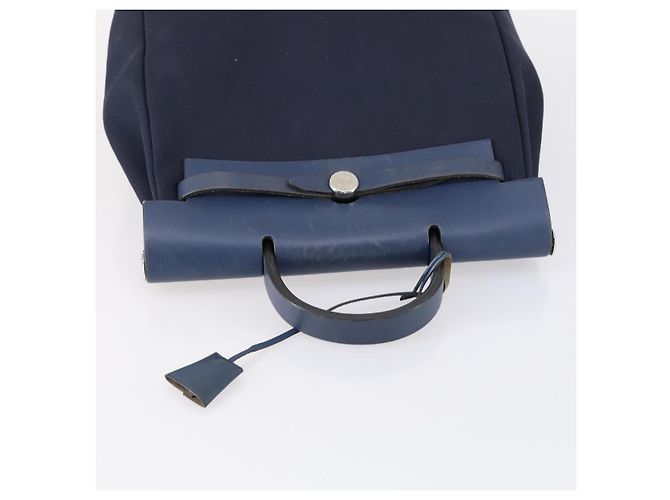Hermès HERMES Zaino Herbag Canvas 2in1 Blu Navy Auth ep11406 - vista 6