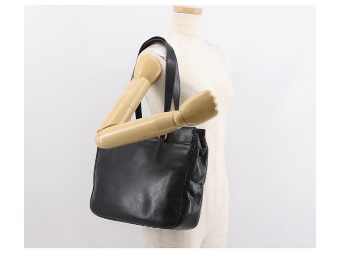 Borsa Tote Gancini in pelle nera e oro Salvatore Ferragamo Auth BA7327 Nero D'oro - vista 20