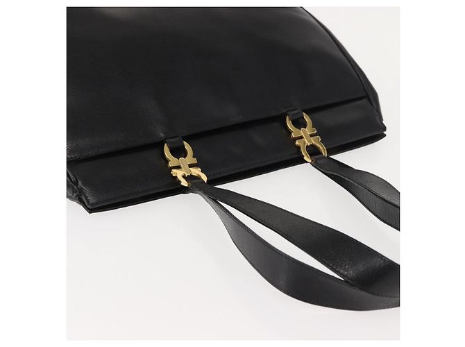 Borsa Tote Gancini in pelle nera e oro Salvatore Ferragamo Auth BA7327 Nero D'oro - vista 6