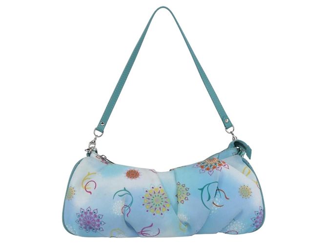 Salvatore Ferragamo Schultertasche Nylon 2way Hellblau Silber Authentisch ka057V - Ansicht 2
