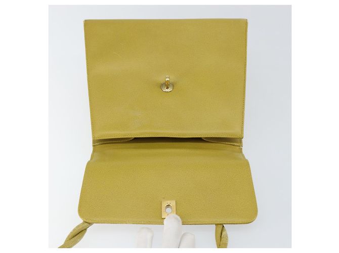 Borsa a Spalla Twist CHANEL in Pelle Caviar Verde Oro CC Auth gh1064 D'oro - vista 15