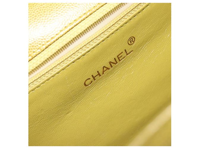 Borsa a Spalla Twist CHANEL in Pelle Caviar Verde Oro CC Auth gh1064 D'oro - vista 17