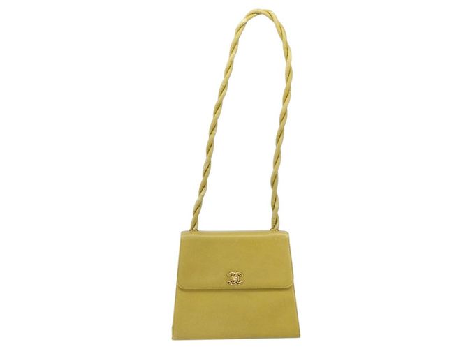 Borsa a Spalla Twist CHANEL in Pelle Caviar Verde Oro CC Auth gh1064 D'oro - vista 2
