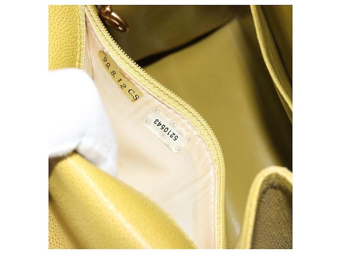 Borsa a Spalla Twist CHANEL in Pelle Caviar Verde Oro CC Auth gh1064 D'oro - vista 23