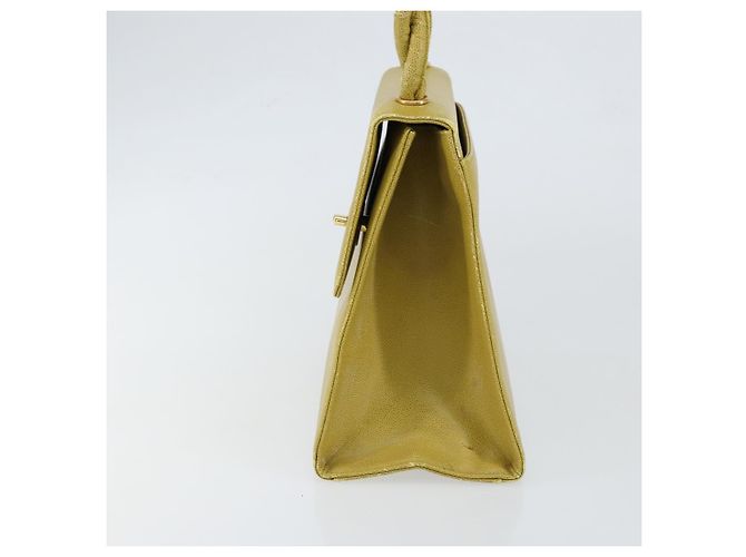 Borsa a Spalla Twist CHANEL in Pelle Caviar Verde Oro CC Auth gh1064 D'oro - vista 4