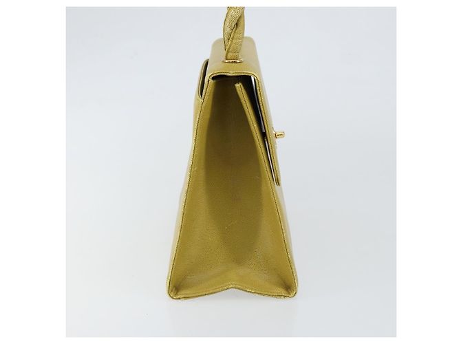 Borsa a Spalla Twist CHANEL in Pelle Caviar Verde Oro CC Auth gh1064 D'oro - vista 5
