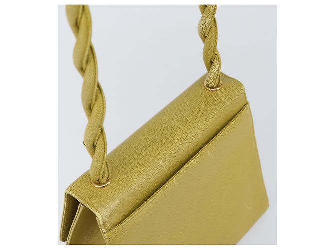 Borsa a Spalla Twist CHANEL in Pelle Caviar Verde Oro CC Auth gh1064 D'oro - vista 6