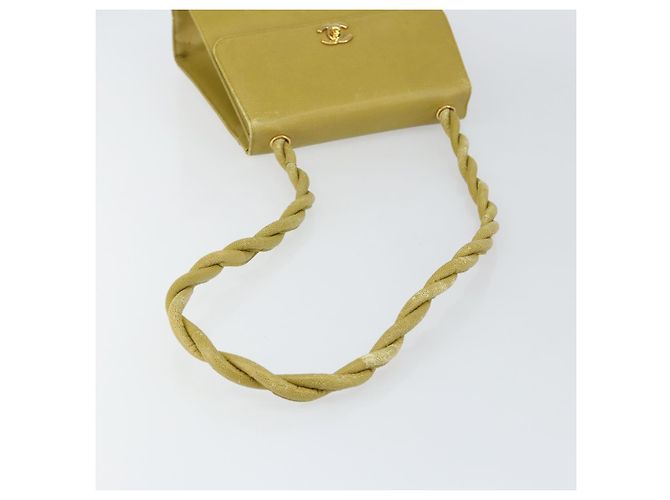 Borsa a Spalla Twist CHANEL in Pelle Caviar Verde Oro CC Auth gh1064 D'oro - vista 7