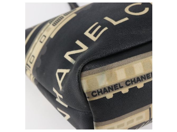 Borsa Tote Central Station CHANEL in PVC Canvas Nero Argento CC Auth BA6549 - vista 14