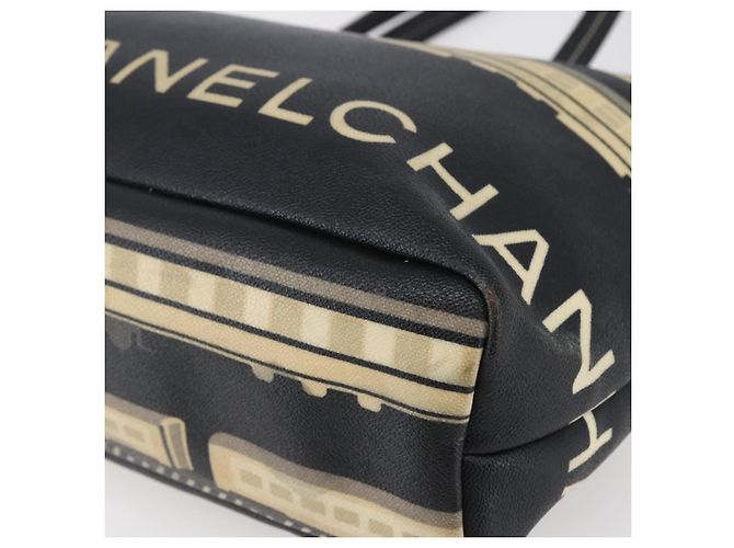 Borsa Tote Central Station CHANEL in PVC Canvas Nero Argento CC Auth BA6549 - vista 9