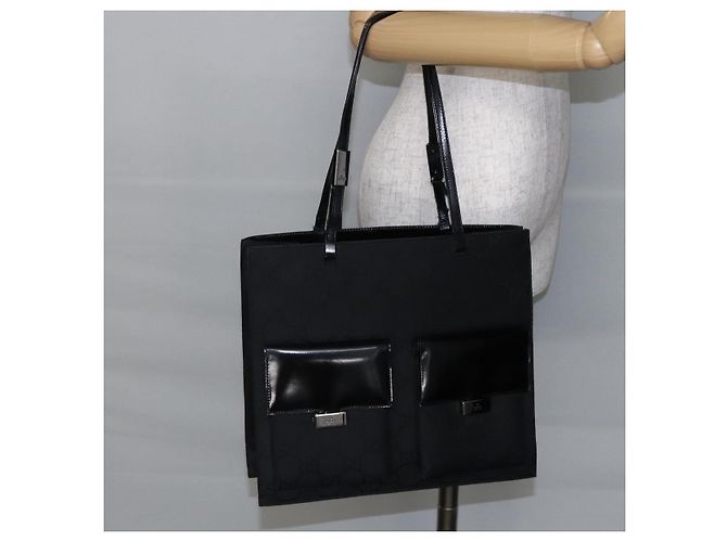 GUCCI GG Canvas Tote Bag Nylon Schwarz Auth ep11191 - Ansicht 25