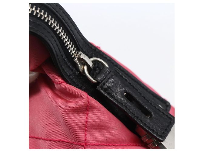 Borsa a Spalla PRADA in Nylon Pelle Rosa Nera Argento Autentica 147139 Nero - vista 10