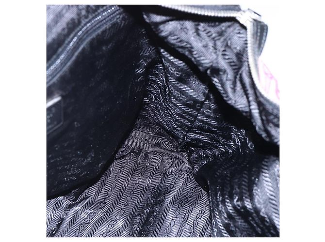Borsa a Spalla PRADA in Nylon Pelle Rosa Nera Argento Autentica 147139 Nero - vista 19