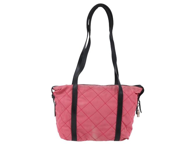 Borsa a Spalla PRADA in Nylon Pelle Rosa Nera Argento Autentica 147139 Nero - vista 2